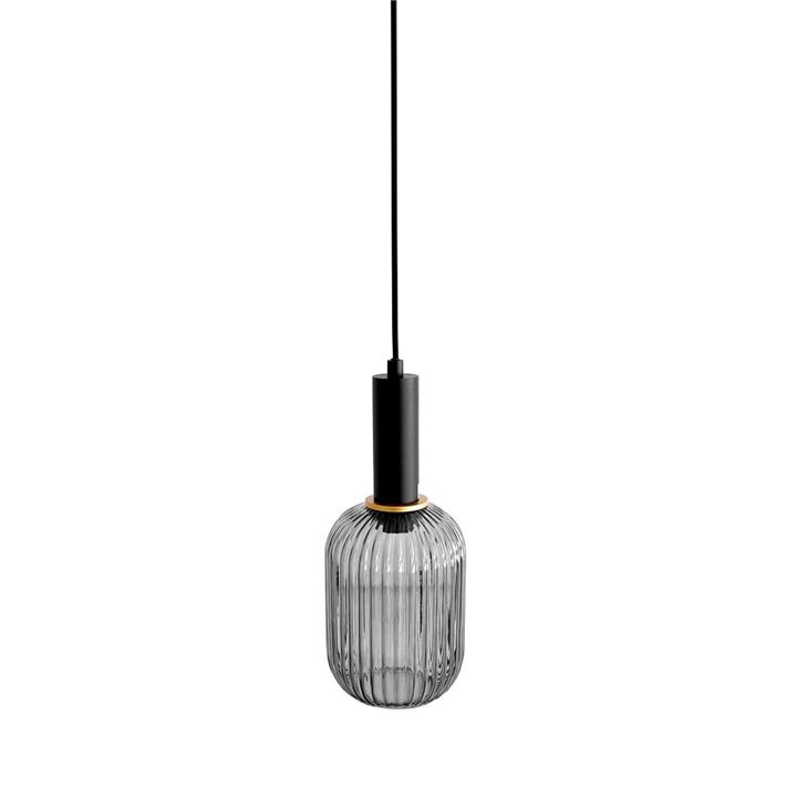 Mendrez Elegant Curved Glass Contour Pendant Light Lamp - Black
