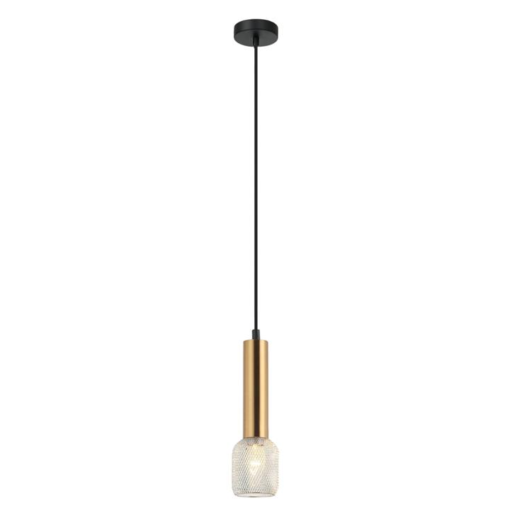 Mikku Contemporary Pendant Lamp Light Interior SES Cylinder Antique Brass with Chrome Mesh