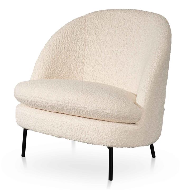 Milana Fabic Lounge Chair - Ivory White Boucle - Last One by Interior Secrets - AfterPay Available