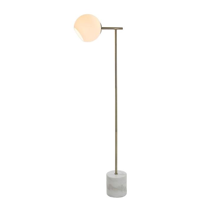 Milano Floor Standing Lamp Marble Base Metal Frame - Glass Shade