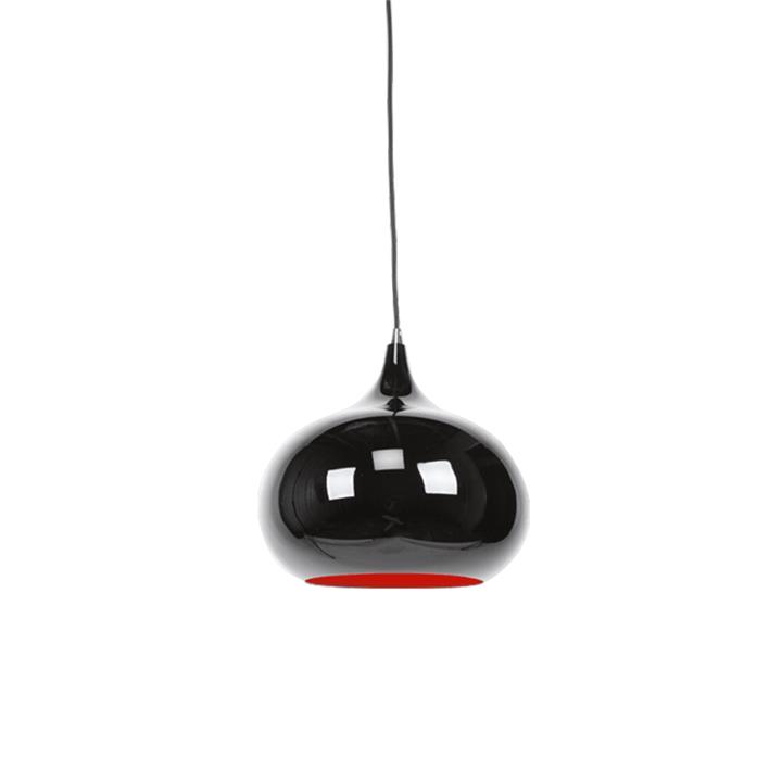 Mini Kirby Inverted Bowl Metal Pendant Light Lamp - Black & Luminous Red Inside
