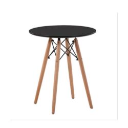 Mira Round Wooden Dining Table Eiffel Design Wooden Legs 80cm - Black