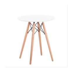 Mira Round Wooden Dining Table Eiffel Design Wooden Legs 80cm - White
