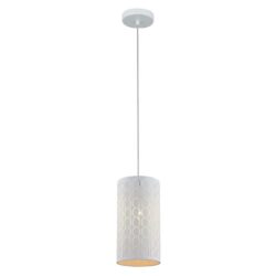 Mondela Elegant Classic Pendant Lamp Light Interior ES Embossed White Oblong