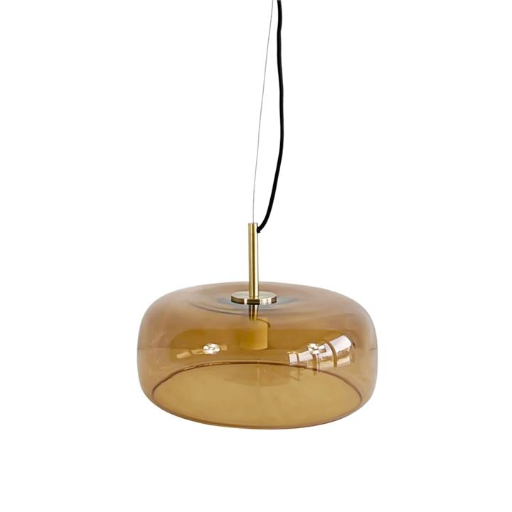 Monty Elegant Curved Clear Glass Pendant Light Lamp - Brown