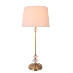 Moon Modern Crystal Table Lamp Antique Brass Base - White