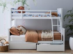 Myer White Triple Bunk Bed with Storage | Hardwood Frame | Shop Online or Instore | B2C Furniture
