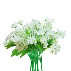 NNEAGS 10 Bunch Artificial Silk Lilium nanum 6 Heads Flower Fake Bridal Bouquet Table Decor White