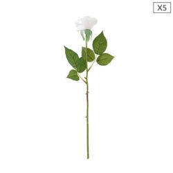 NNEAGS 5pcs Artificial Silk Flower Fake Rose Bouquet Table Decor White