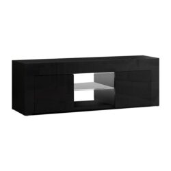 NNEDSZ 130cm RGB LED TV Stand Cabinet Entertainment Unit Gloss Furniture Black