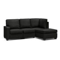 NNEDSZ Sofa Lounge Set 4 Seater Modular Chaise Chair Couch Fabric Dark Grey