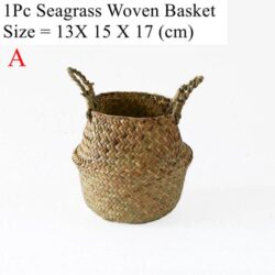 NNEOBA Seagrass Storage Basket Wicker Basket Work Rattan Hanging Planting Flower Pot Laundry Cesta Mimbre Basket Picnic Basket