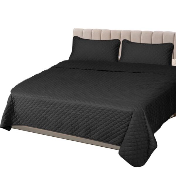 Nneids Bedspread Coverlet Set Quilted Comforter Soft Pillowcases King Dark Grey
