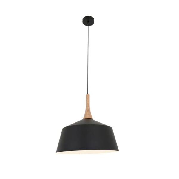 Nora Classic Pendant Lamp Light Interior ES Black Medium Angled Dome
