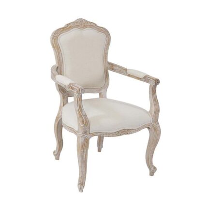 Norissa Vintage Fabric Armchair - Whitewashed Wooded & Beige