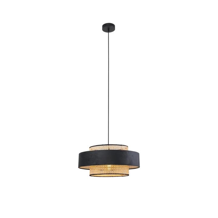 Olcay Modern Elegant Pendant Lamp Ceiling Light - Dark Grey & Natural