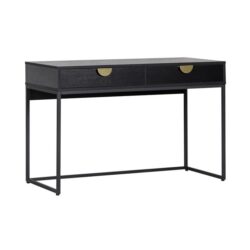 Opus Home Office Working Computer Desk 120cm W/ 2- Gold Handle Drawers - Black