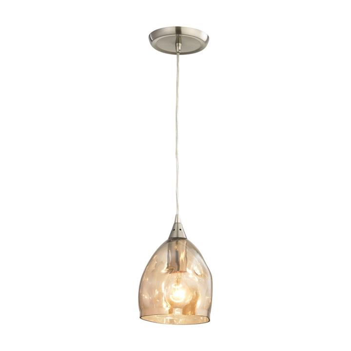 Orb Contemporary Pendant Lamp Light Interior ES Champagne Dimpled Glass Ellipse
