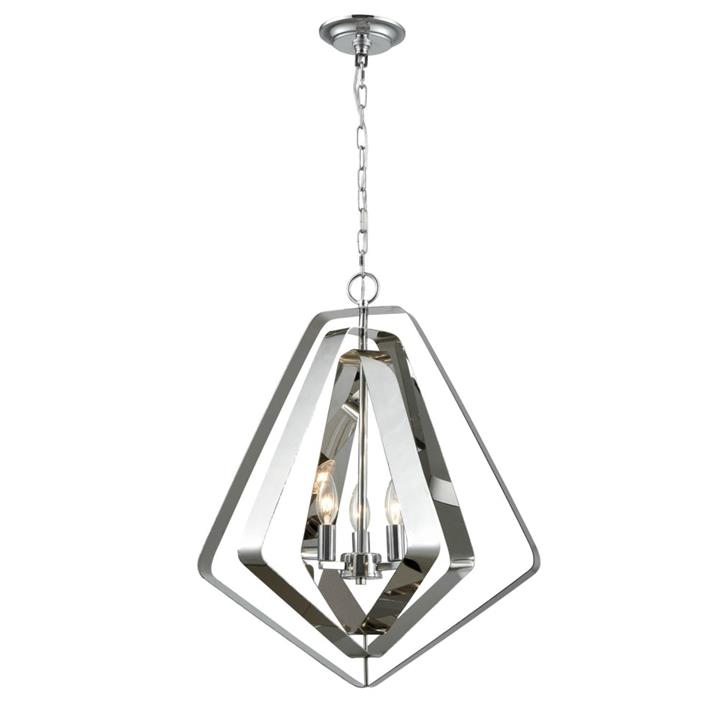 Orbits Contemporary Pendant Lamp Light Interior SESx3 Stainless Steel Pentagon x 3
