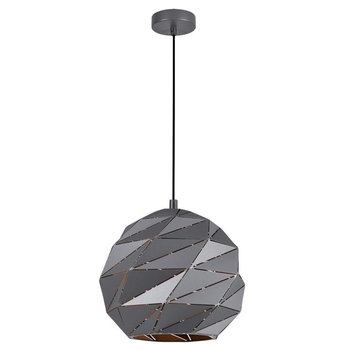 Orion Contemporary Pendant Lamp Light Interior ES 60W Matte Grey Dome Large Iron
