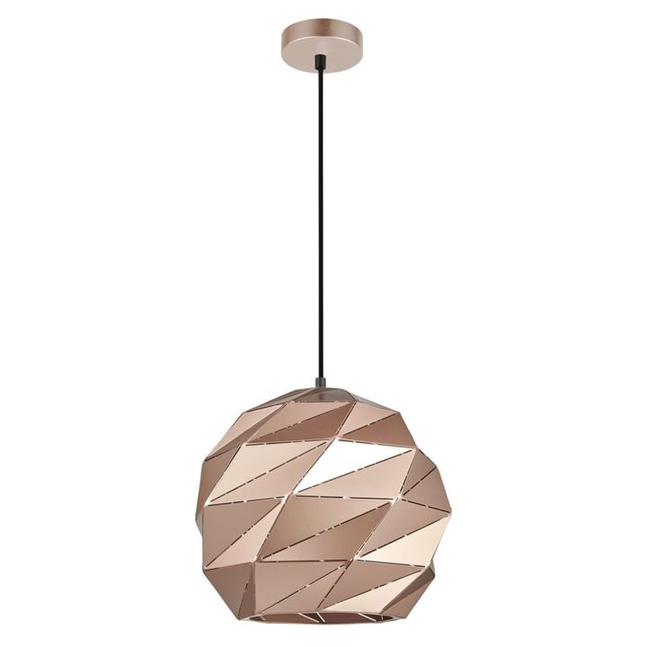 Orion Contemporary Pendant Lamp Light Interior ES 60W Rose Gold Dome Large Iron