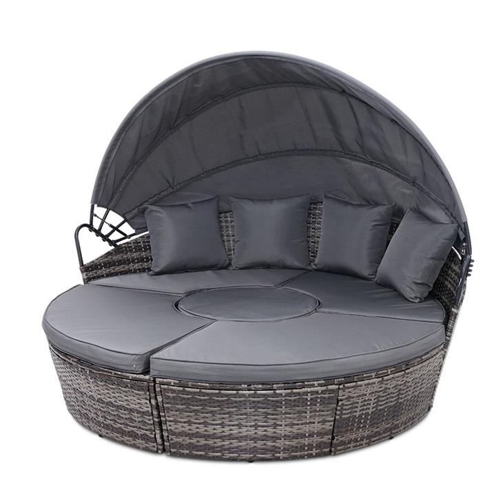 Outdoor Lounge Setting Sofa Patio Furniture Wicker Garden Rattan Set Day Bed Grey