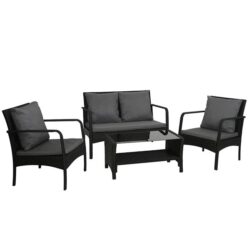 Outdoor Wicker Furniture Set - 4pcs, Sofa Chairs and Table