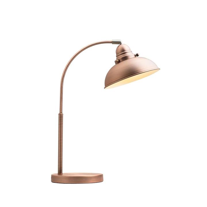 Oxford Modern Scandinavian Curved Arc Table Lamp - Antique Copper