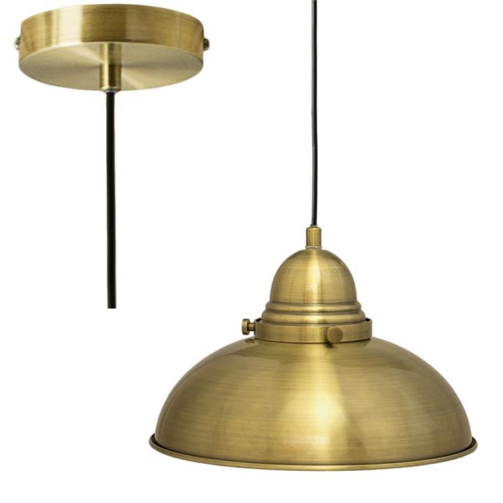 Oxford Single Large Hanging Pendant Lamp - Weathered Brass