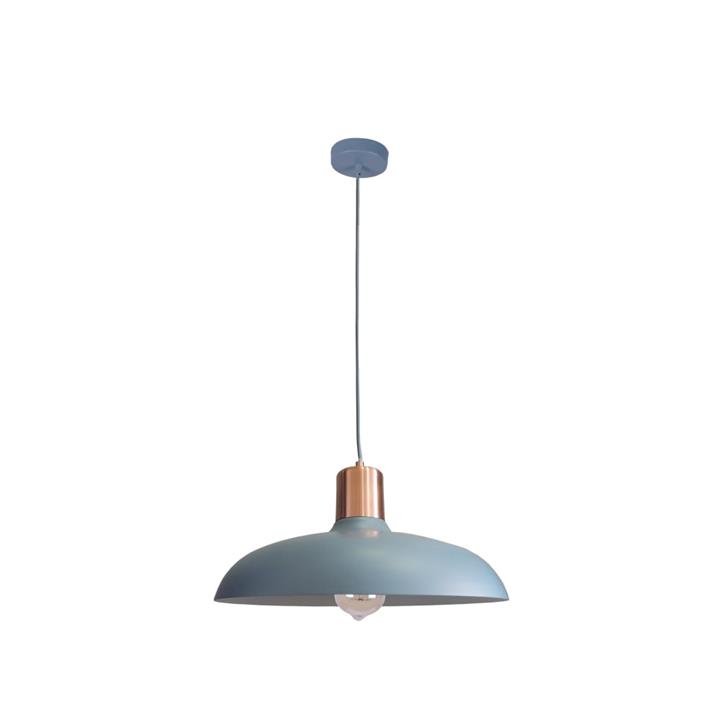 Penelope Modern Pendant Lamp Light Interior ES Dome with Copper Highlight Matte Blue