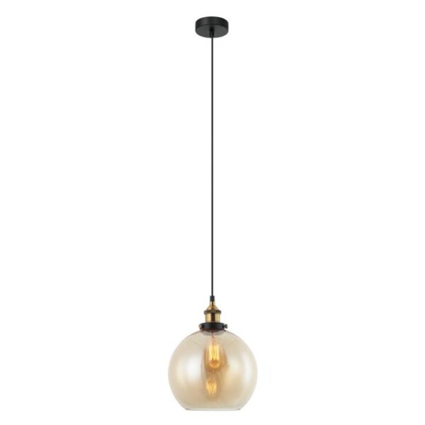Penina Classic Elegant Pendant Lamp Light Interior ES 40W Amber Wine Glass with Antique Brass Highlight