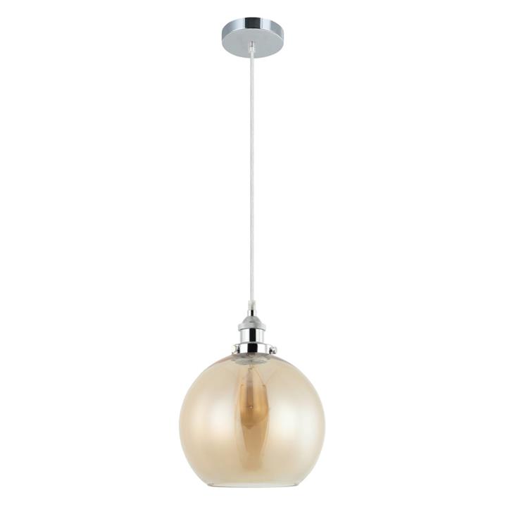 Penina Classic Elegant Pendant Lamp Light Interior ES 40W Amber Wine Glass with Chrome Highlight