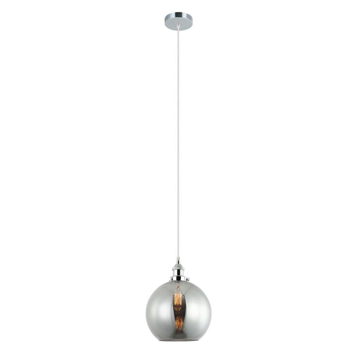 Penina Classic Elegant Pendant Lamp Light Interior ES 40W Black Smoke Wine Glass with Chrome Highlight