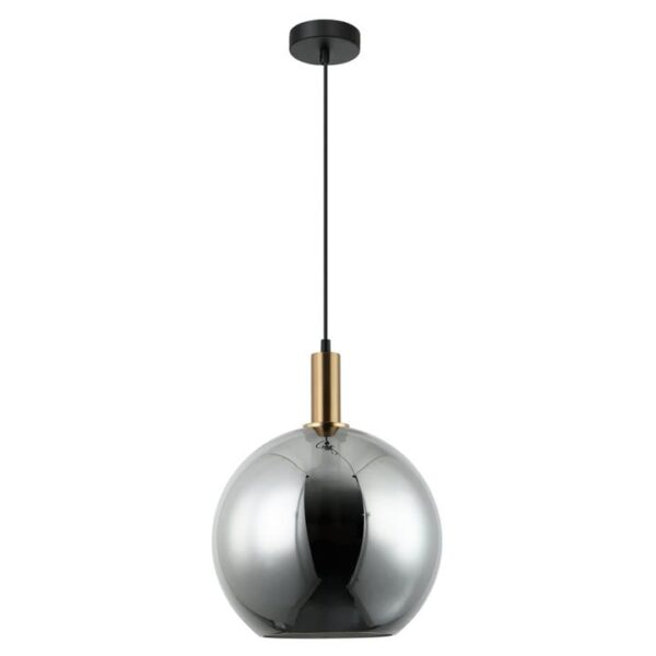 Perla Classic Elegant Pendant Lamp Light Interior ES 40W Black Smoke Wine Glass with Bronze Highlight