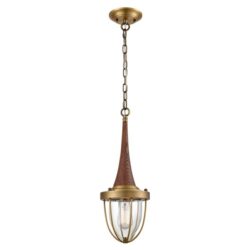 Perrin Classic Elegant Pendant Lamp Light Interior ES Satin Brass & Dark Wood Cage