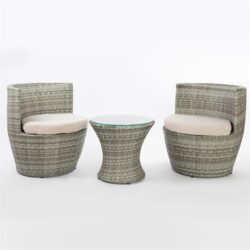 Ralf 3Pcs Outdoor Rattan Furniture Set 2 Chairs & 1 Table Wicker Stackable