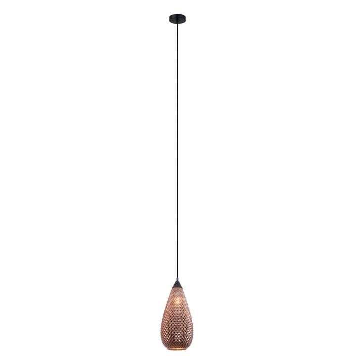 Reid Elegant Pendant Lamp Light Interior ES Copper Glass Tear Drop with Segments
