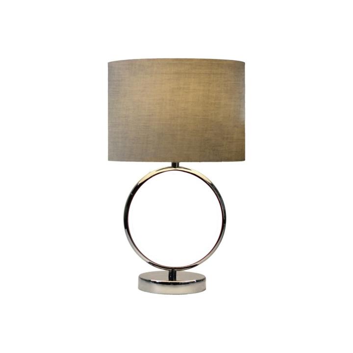 Reno Modern Elegant Table Lamp Desk Light - Chrome & Grey