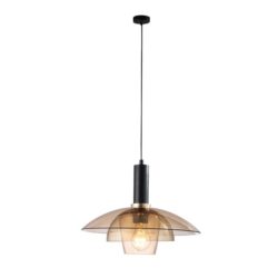 Revivo Modern 3-Inverted Bowl Design Pendant Lamp Light Amber