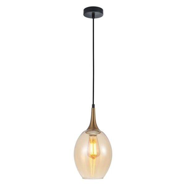 Ria Elegant Classic Pendant Lamp Light Interior ES Wine Glass Bronze Amber