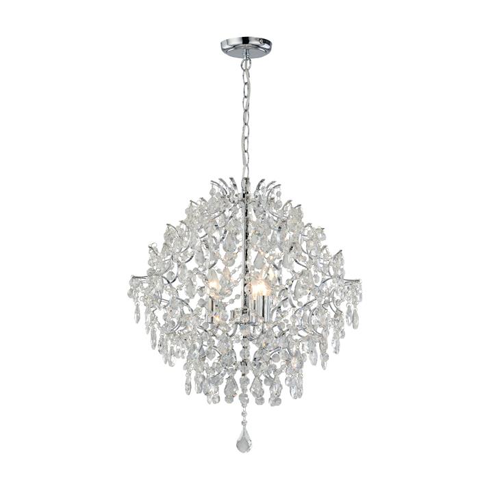 Robin Modern Classic Hanging Chandelier Lamp Light Chrome Clear Large