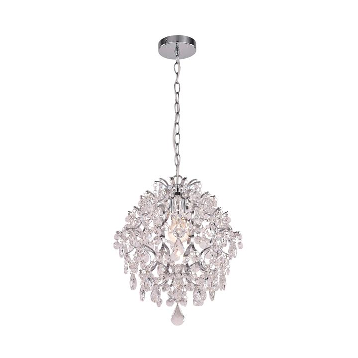 Robin Modern Classic Hanging Chandelier Lamp Light Chrome Clear Small