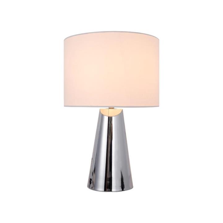 Salina Touch Modern Elegant Table Lamp Desk Light - Chrome & White