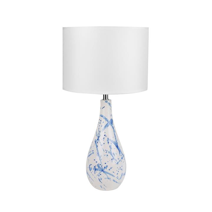 Sarin Minimalist Blue Ceramic Table Lamp Light White Shade
