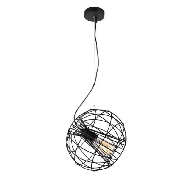 Selya Contemporary Pendant Lamp Light Interior ES Matte Black Round Cage