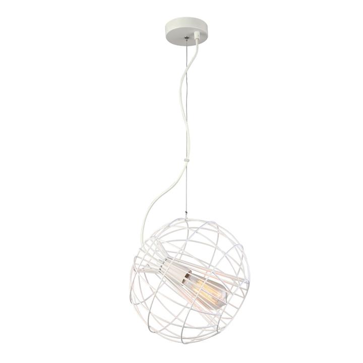 Selya Contemporary Pendant Lamp Light Interior ES Matte White Round Cage