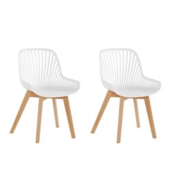 Set Of 2 Amira Kitchen Dining Chairs - White/Oak