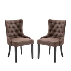 Set Of 2 Atlas Fabric Modern Dining Chair - Brown