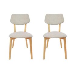 Set Of 2 - Jelly Bean Scandinavian Fabric Wooden Dining Chair - Sand