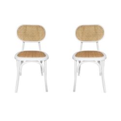 Set Of 2 Lima Rattan Dining Chair - Natural/White